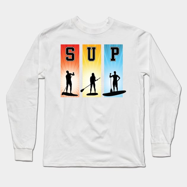 StandUp Paddle Boarding SUP graphic Long Sleeve T-Shirt by Surfer Dave Designs